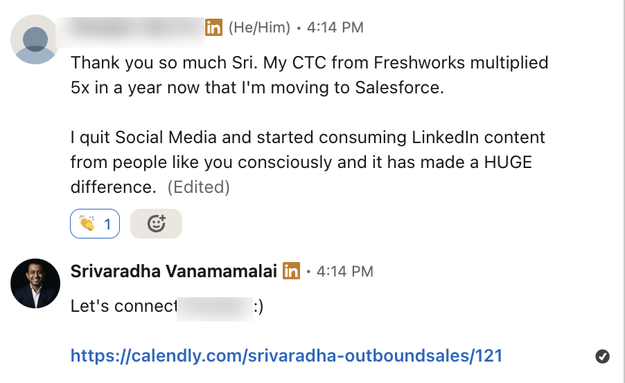 Student DM: CTC multiplied 5x in a year, moving to Salesforce