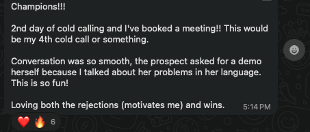 Student booked a meeting on day 2 of cold calling