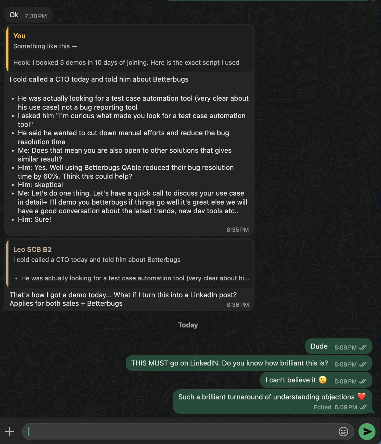 Leo's cold call breakdown that became a demo